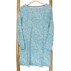 Boden Blue and White Long Sleeve Dress